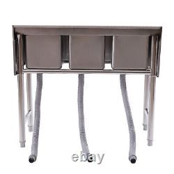 1/2/3 Compartment Commercial Kitchen Sink Prep Table Stainless Steel