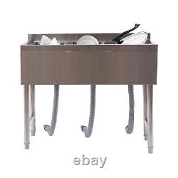 1/2/3 Compartment Commercial Kitchen Sink Prep Table Stainless Steel