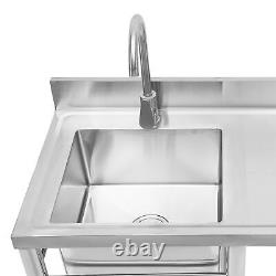 1/2/3 Compartment Commercial Kitchen Sink Prep Table Stainless Steel