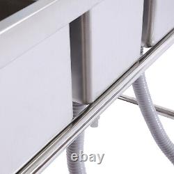 1/2/3 Compartment Commercial Kitchen Sink Prep Table Stainless Steel