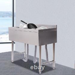 1/2/3 Compartment Commercial Kitchen Sink Prep Table with Faucet Stainless Steel