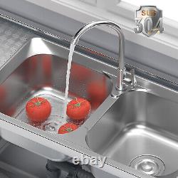 1/2/3 Compartment Commercial Kitchen Sink Prep Table with Faucet Stainless Steel