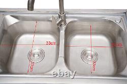 1/2/3 Compartment Commercial Kitchen Sink Prep Table with Faucet Stainless Steel