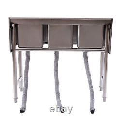 1/2/3 Compartment Stainless Steel Commercial Kitchen Sink Prep Table with Faucet