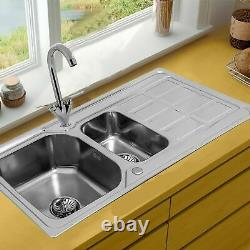 1.5 Double Bowl Kitchen Sink Stainless Steel Corrosion Resistant Dual Sink Basin