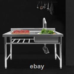 1 Bowl Stainless Steel Commercial Utility Prep Sink Single Bowl with Workbench NEW