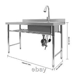 1 Bowl Stainless Steel Commercial Utility Prep Sink Single Bowl with Workbench NEW