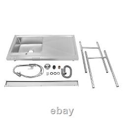 1 Bowl Stainless Steel Commercial Utility Prep Sink Single Bowl with Workbench NEW