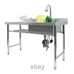 1 Bowl Stainless Steel Commercial Utility Prep Sink Single Bowl with Workbench NEW