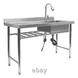 1 Bowl Stainless Steel Commercial Utility Prep Sink Single Bowl with Workbench NEW