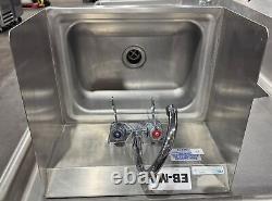 1 COMPARTMENT COMMERCIAL STAINLESS STEEL WALL SINK With BACKSPLASH