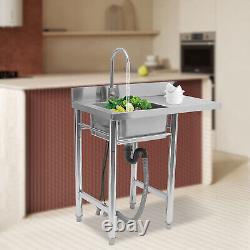 1 Compartment Commercial Kitchen Sink Prep Table Stainless Steel