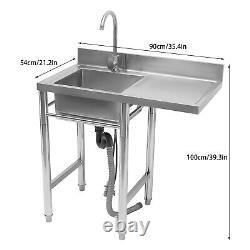 1 Compartment Commercial Kitchen Sink Prep Table Stainless Steel