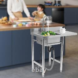 1 Compartment Commercial Kitchen Sink Prep Table Stainless Steel