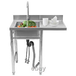 1 Compartment Commercial Kitchen Sink Prep Table Stainless Steel