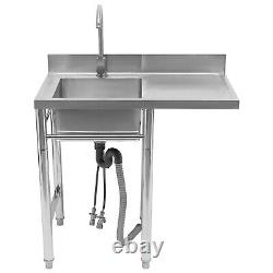 1 Compartment Commercial Kitchen Sink Prep Table Stainless Steel