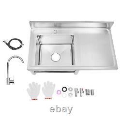 1 Compartment Commercial Kitchen Sink Prep Table Stainless Steel