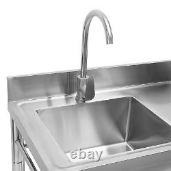 1 Compartment Commercial Kitchen Sink Prep Table Stainless Steel