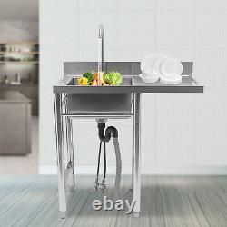 1 Compartment Commercial Kitchen Sink Prep Table Stainless Steel