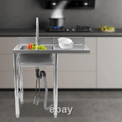 1 Compartment Commercial Kitchen Sink Prep Table Stainless Steel