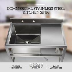 1 Compartment Commercial Kitchen Sink Restaurant Sink Utility Sink Drain Board