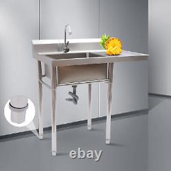 1 Compartment Commercial Utility & Prep Sink Stainless Steel Kitchen Sink+Faucet