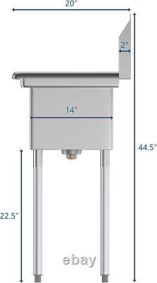 1 Compartment Stainless Steel Commercial Kitchen Prep & Utility Sink W