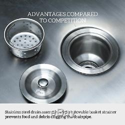 1 Compartment Stainless Steel Prep Sink Utility Sink Kitchen Sink W Drain Board