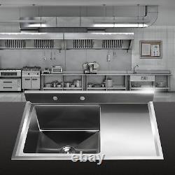 1 Compartment Stainless Steel Restaurant Prep Sink Prep Sink Utility Drain Board