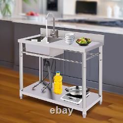 1 Compartment Stainless Steel Silver Commercial Kitchen Bar Sink Utility /Faucet