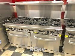 10 Burner range New Heavy Duty 60 Commercial Restaurant Stove Gas Double Oven
