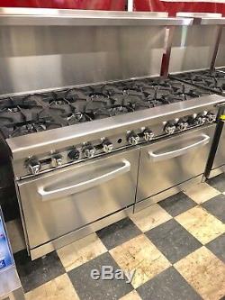 10 Burner range New Heavy Duty 60 Commercial Restaurant Stove Gas Double Oven
