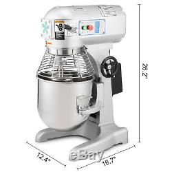 10 Qt 0.5 HP Commercial Dough Food Mixer 3 Speed Floor Stand Stainless Steel