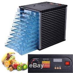 10 Tray 800W New Commercial Food Preserve Dryer Dehydrator Thermostat Adjustable