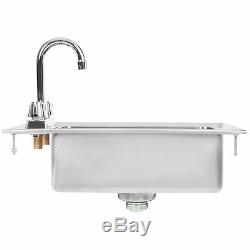 10 x 14 x 5 Stainless Steel Drop In Sink Commercial Hand Wash Bar With FAUCET