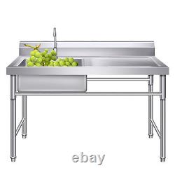 100x 50 x 80cm Commercial Sink Stainless Steel Kitchen Utility Sink + Prep Table