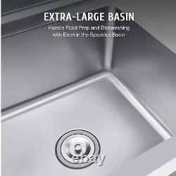 100x 50 x 80cm Commercial Sink Stainless Steel Kitchen Utility Sink + Prep Table