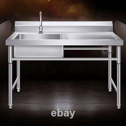 100x 50 x 80cm Commercial Sink Stainless Steel Kitchen Utility Sink + Prep Table