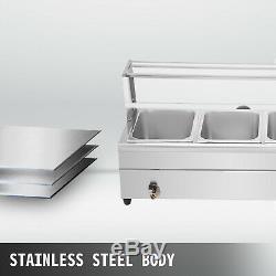 110V 5-Pan Steamer Bain-Marie Food Warmer Steam Table Buffet Countertop 1500W