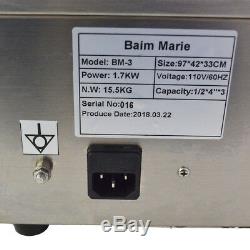 110V Bain Marie Restaurant Equipment Food Warmer 3-Pan Steam Table Steamer