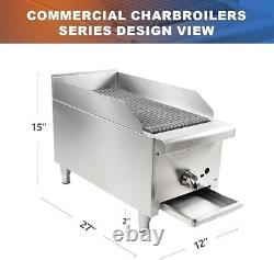 12 Commercial Charbroiler Natural and Propane Gas Grill Countertop 1 Burner New