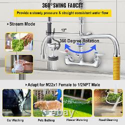 12 Commercial Wall Mount Kitchen Pre-Rinse Faucet with Add-On Tap Restaurant