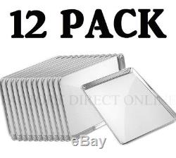 12 PACK Full Size Aluminum 18 x 26 Bun Sheet Baking Pan Wire in Rim Commercial