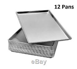 (12-Pack) 18 x 26 Full Size Aluminum Baking Bun Pan / Sheet Pan Wire in Rim