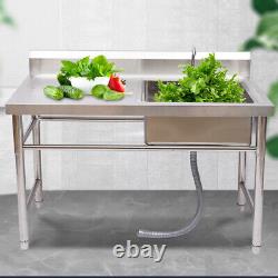 1206080cm Commercial Kitchen Prep Sink Workbench Compartment Stainless Steel