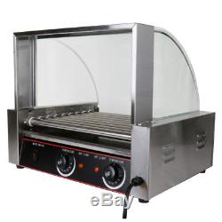 1260w Portable Stainless 24 Hot Dog 9 Roller Grilling Machine with Cover