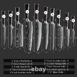 12Piece Kitchen Set Japanese Knife Damascus Pattern Stainless Steel Chef Knives