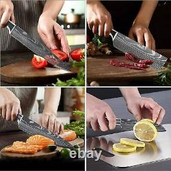 12Piece Kitchen Set Japanese Knife Damascus Pattern Stainless Steel Chef Knives