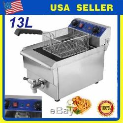 13L Commercial Restaurant Electric Deep Fryer Stainless Steel with Timer Drain VP