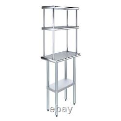 14 in. X 24 in. Stainless Steel Work Table & 12 in. Wide Double Tier Overshelf